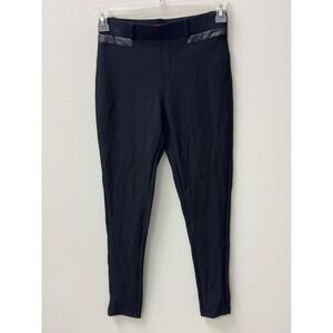 Butterfly by Maze Collection Ponte Leggings Women M Black Good Faux Leather Trim